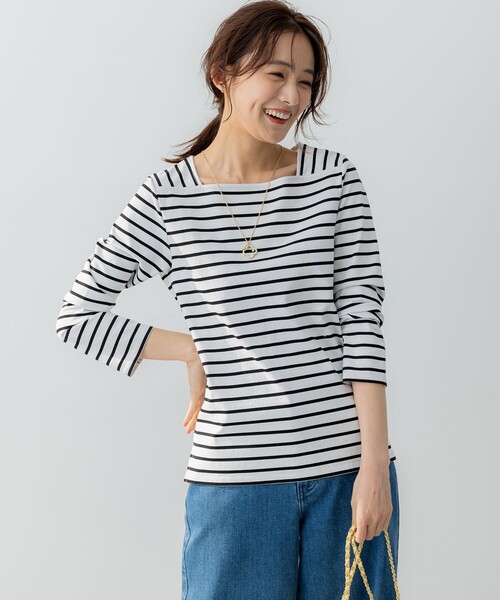 組曲（クミキョク）の「フレンチロング Ｔシャツ（Tシャツ/カットソー・レディース・アイボリー系/ブラック系1・7/6/5）」の7枚目の写真