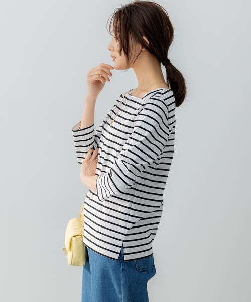組曲（クミキョク）の「フレンチロング Ｔシャツ（Tシャツ/カットソー・レディース・アイボリー系/ブラック系1・7/6/5）」の8枚目の写真