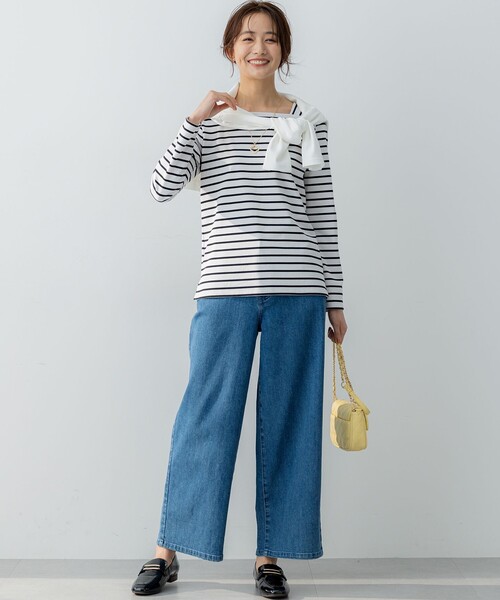 組曲（クミキョク）の「フレンチロング Ｔシャツ（Tシャツ/カットソー・レディース・アイボリー系/ブラック系1・7/6/5）」の10枚目の写真