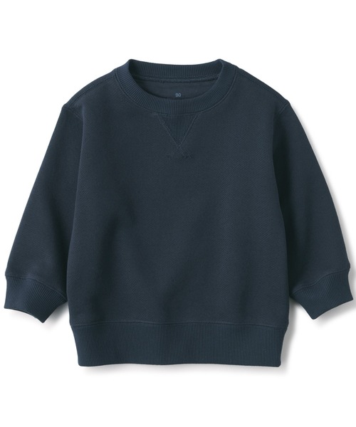 無印良品（ムジルシリョウヒン）の「ベビー　あたまするっと　裏毛スウェットシャツ（スウェット・キッズ・グリーン系/ライトイエロー/ネイビー/ライトベージュ/ライトピンク/グレー・100/80/90）」の2枚目の写真