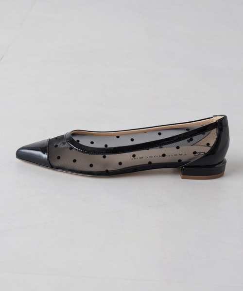 極美品✨ ファビオルスコーニ ポインテッド パンプス メッシュ 黒 23.5相当 ○ファビオルスコーニ FABIO RUSCONI ポインテッドパンプス