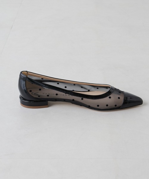 極美品✨ ファビオルスコーニ ポインテッド パンプス メッシュ 黒 23.5相当 セール】FABIO RUSCONI/メッシュドット ポインテッドパンプス