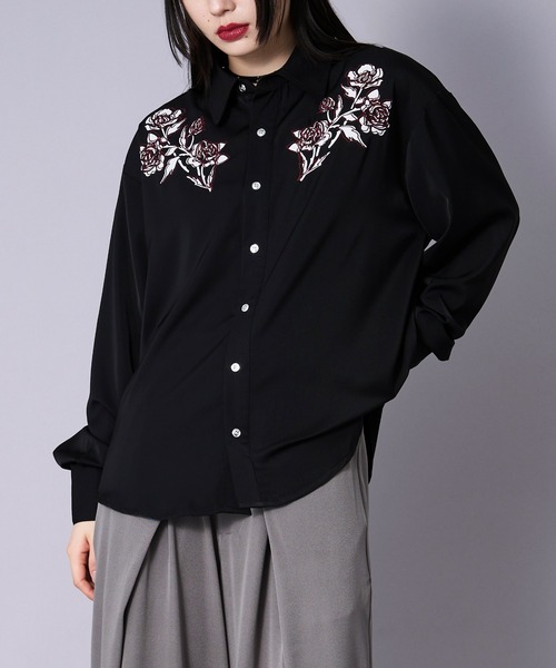 セール】フラワープリント刺繍シャツ（シャツ/ブラウス）｜Ellno Loset