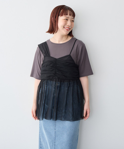 anyfee（エニフィー）の「【anyfee/プラスサイズ】USAコットンオーバーサイズベーシック半袖Tシャツ（接触冷感）（Tシャツ/カットソー・レディース・ブラック/チャコール/ホワイト・LL/3L/4L/5L）」の5枚目の写真