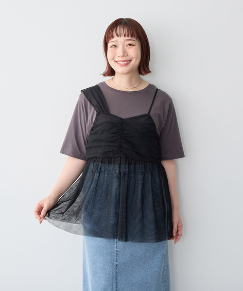 anyfee（エニフィー）の「【anyfee/プラスサイズ】USAコットンオーバーサイズベーシック半袖Tシャツ（接触冷感）（Tシャツ/カットソー・レディース・ブラック/チャコール/ホワイト・LL/3L/4L/5L）」の6枚目の写真