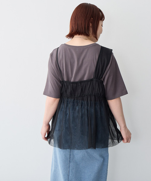 anyfee（エニフィー）の「【anyfee/プラスサイズ】USAコットンオーバーサイズベーシック半袖Tシャツ（接触冷感）（Tシャツ/カットソー・レディース・ブラック/チャコール/ホワイト・LL/3L/4L/5L）」の8枚目の写真