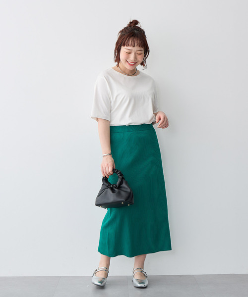 anyfee（エニフィー）の「【anyfee/プラスサイズ】USAコットンオーバーサイズベーシック半袖Tシャツ（接触冷感）（Tシャツ/カットソー・レディース・ブラック/チャコール/ホワイト・LL/3L/4L/5L）」の16枚目の写真