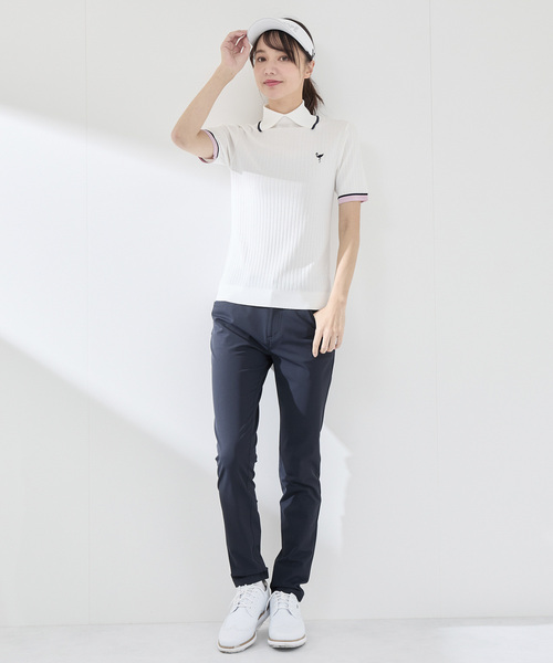 JUN&ROPE'（ジュンアンドロペ）の「針抜きリブ衿使い5分袖ラインニット（ニット/セーター・レディース・ホワイト/ピンク/ネイビー・L/M/S）」の4枚目の写真