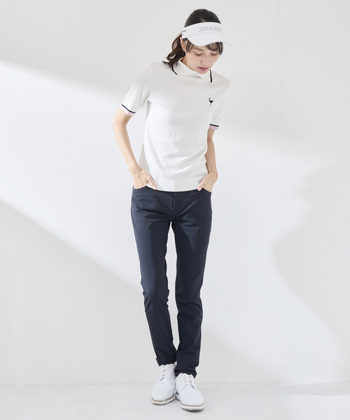 JUN&ROPE'（ジュンアンドロペ）の「針抜きリブ衿使い5分袖ラインニット（ニット/セーター・レディース・ホワイト/ピンク/ネイビー・L/M/S）」の5枚目の写真