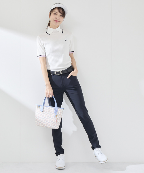 JUN&ROPE'（ジュンアンドロペ）の「針抜きリブ衿使い5分袖ラインニット（ニット/セーター・レディース・ホワイト/ピンク/ネイビー・L/M/S）」の6枚目の写真