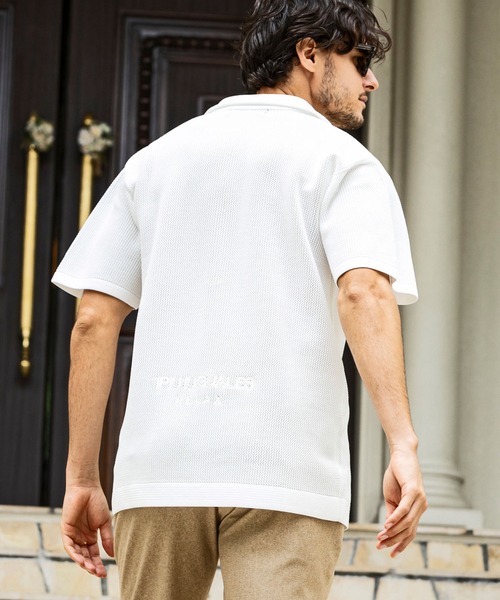 1PIU1UGUALE3 RELAX (ウノピゥウノウグァーレトレ リラックス)の「1PIU1UGUALE3 RELAX(ウノピゥウノウグァーレトレ リラックス)ニット オープンカラーシャツ 半袖シャツ (通気性/吸水性)(シャツ/ブラウス・メンズ・ブラック/サックスブルー/ホワイト・S/M/L/XL)」の5枚目の写真