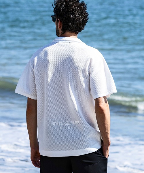 1PIU1UGUALE3 RELAX (ウノピゥウノウグァーレトレ リラックス)の「1PIU1UGUALE3 RELAX(ウノピゥウノウグァーレトレ リラックス)ニット オープンカラーシャツ 半袖シャツ (通気性/吸水性)(シャツ/ブラウス・メンズ・ブラック/サックスブルー/ホワイト・S/M/L/XL)」の10枚目の写真