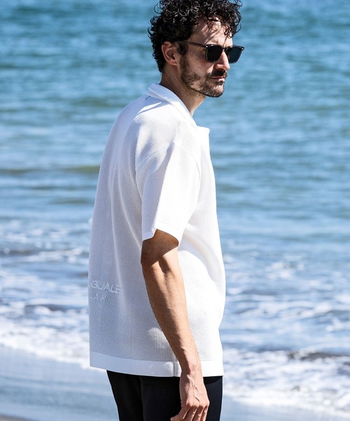 1PIU1UGUALE3 RELAX (ウノピゥウノウグァーレトレ リラックス)の「1PIU1UGUALE3 RELAX(ウノピゥウノウグァーレトレ リラックス)ニット オープンカラーシャツ 半袖シャツ (通気性/吸水性)(シャツ/ブラウス・メンズ・ブラック/サックスブルー/ホワイト・S/M/L/XL)」の11枚目の写真