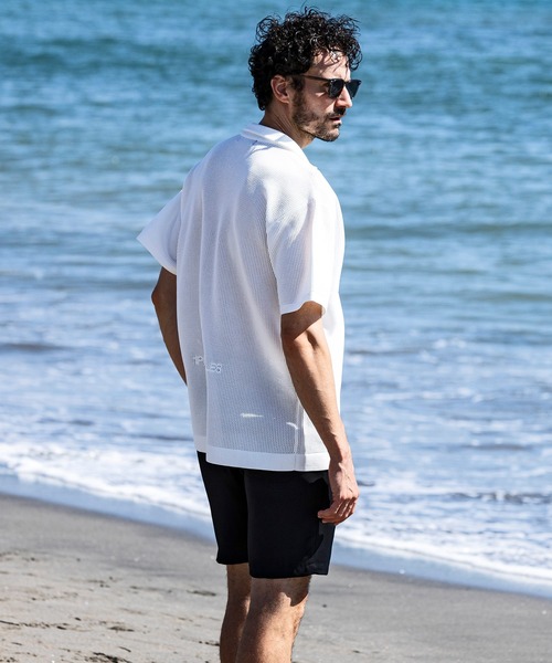 1PIU1UGUALE3 RELAX (ウノピゥウノウグァーレトレ リラックス)の「1PIU1UGUALE3 RELAX(ウノピゥウノウグァーレトレ リラックス)ニット オープンカラーシャツ 半袖シャツ (通気性/吸水性)(シャツ/ブラウス・メンズ・ブラック/サックスブルー/ホワイト・S/M/L/XL)」の13枚目の写真