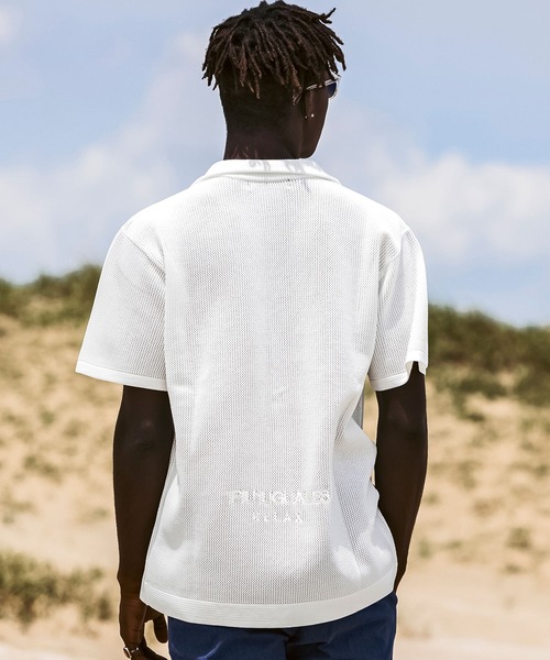 1PIU1UGUALE3 RELAX (ウノピゥウノウグァーレトレ リラックス)の「1PIU1UGUALE3 RELAX(ウノピゥウノウグァーレトレ リラックス)ニット オープンカラーシャツ 半袖シャツ (通気性/吸水性)(シャツ/ブラウス・メンズ・ブラック/サックスブルー/ホワイト・S/M/L/XL)」の16枚目の写真