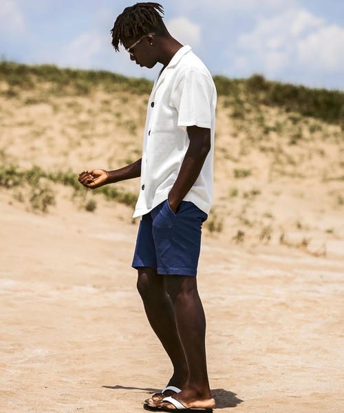 1PIU1UGUALE3 RELAX (ウノピゥウノウグァーレトレ リラックス)の「1PIU1UGUALE3 RELAX(ウノピゥウノウグァーレトレ リラックス)ニット オープンカラーシャツ 半袖シャツ (通気性/吸水性)(シャツ/ブラウス・メンズ・ブラック/サックスブルー/ホワイト・S/M/L/XL)」の18枚目の写真