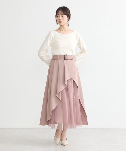 earth music&ecology(アースミュージックアンドエコロジー)の「チュールドッキングイレヘムスカート(スカート・レディース・ピンク/ブラック/グレイッシュベージュ・M/S)」の8枚目の写真