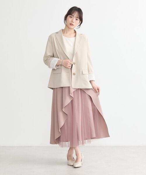 earth music&ecology(アースミュージックアンドエコロジー)の「チュールドッキングイレヘムスカート(スカート・レディース・ピンク/ブラック/グレイッシュベージュ・M/S)」の11枚目の写真
