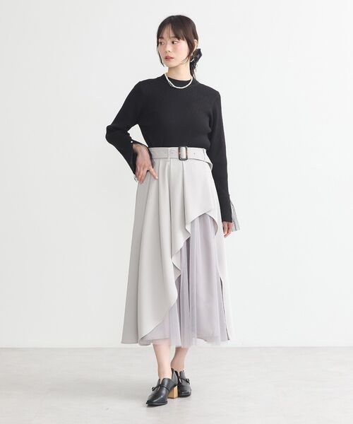 earth music&ecology(アースミュージックアンドエコロジー)の「チュールドッキングイレヘムスカート(スカート・レディース・ピンク/ブラック/グレイッシュベージュ・M/S)」の14枚目の写真