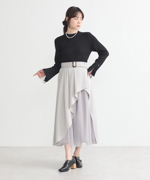 earth music&ecology(アースミュージックアンドエコロジー)の「チュールドッキングイレヘムスカート(スカート・レディース・ピンク/ブラック/グレイッシュベージュ・M/S)」の15枚目の写真
