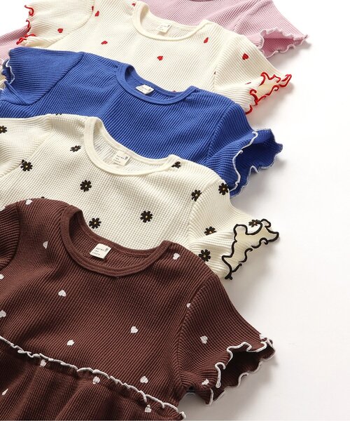 apres les cours（アプレレクール）の「【WEB限定/ジュニア対応】ワッフルティアード半袖Tシャツ（Tシャツ/カットソー・キッズ・アイボリー/ブルー/その他3/ブラウン/ピンク・80/90/100/110/120/130/140）」の17枚目の写真