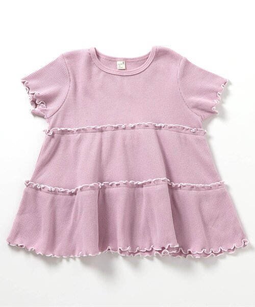 apres les cours（アプレレクール）の「【WEB限定/ジュニア対応】ワッフルティアード半袖Tシャツ（Tシャツ/カットソー・キッズ・アイボリー/ブルー/その他3/ブラウン/ピンク・80/90/100/110/120/130/140）」の11枚目の写真