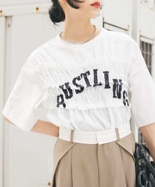 シャーリングカットソーTシャツ セール】シャーリングリメイクTEE（Tシャツ/カットソー）｜KBF