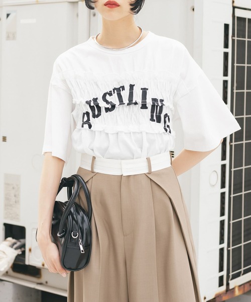 KBF(ケイビーエフ)の「シャーリングリメイクTEE(Tシャツ/カットソー・レディース・ライトブルー/オフホワイト/ブラック・ONE)」の12枚目の写真