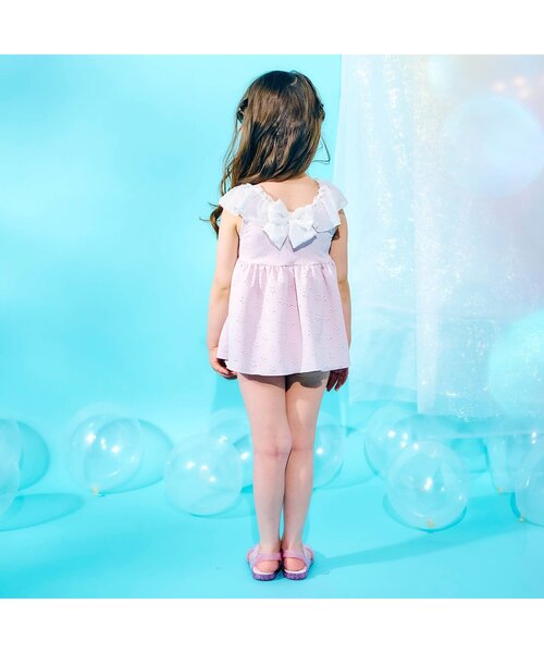 apres les cours（アプレレクール）の「【UVカット/ジュニア対応】バックリボンレースワンピース水着（水着・キッズ・サックスブルー/ピンク・80/90/100/110/120/130/140）」の17枚目の写真