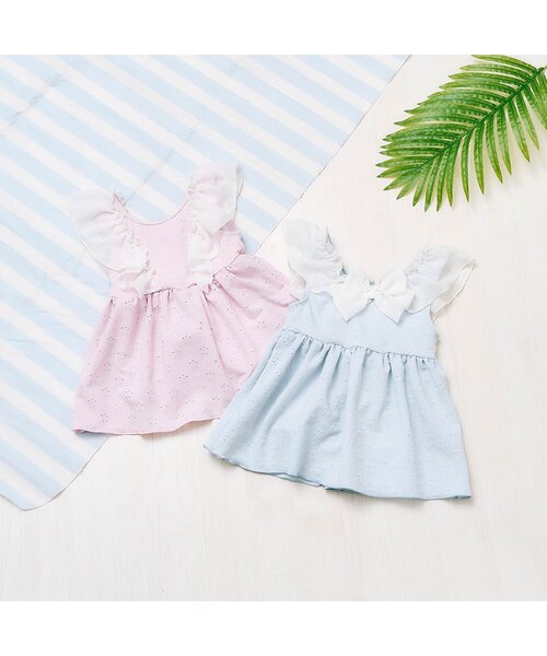 apres les cours（アプレレクール）の「【UVカット/ジュニア対応】バックリボンレースワンピース水着（水着・キッズ・サックスブルー/ピンク・80/90/100/110/120/130/140）」の22枚目の写真