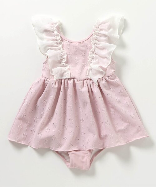 apres les cours（アプレレクール）の「【UVカット/ジュニア対応】バックリボンレースワンピース水着（水着・キッズ・サックスブルー/ピンク・80/90/100/110/120/130/140）」の4枚目の写真