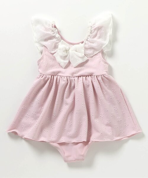 apres les cours（アプレレクール）の「【UVカット/ジュニア対応】バックリボンレースワンピース水着（水着・キッズ・サックスブルー/ピンク・80/90/100/110/120/130/140）」の9枚目の写真