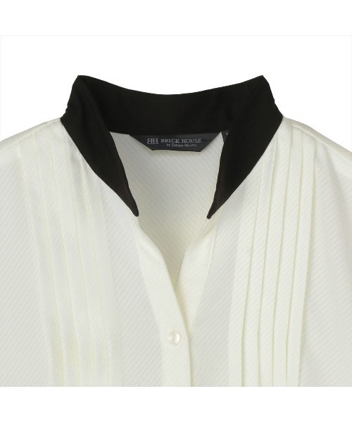 TOKYO SHIRTS(トウキョウシャツ)の「【吸水速乾】【COFREX】スキッパー タックブラウス 七分袖 レディースデザインシャツ(シャツ/ブラウス・レディース・ホワイト・M/S/L/LL/XL)」の3枚目の写真