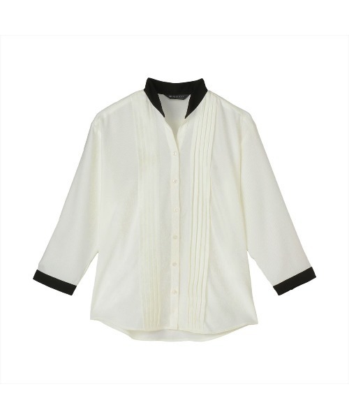 TOKYO SHIRTS(トウキョウシャツ)の「【吸水速乾】【COFREX】スキッパー タックブラウス 七分袖 レディースデザインシャツ(シャツ/ブラウス・レディース・ホワイト・M/S/L/LL/XL)」の6枚目の写真