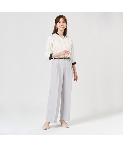 TOKYO SHIRTS(トウキョウシャツ)の「【吸水速乾】【COFREX】スキッパー タックブラウス 七分袖 レディースデザインシャツ(シャツ/ブラウス・レディース・ホワイト・M/S/L/LL/XL)」の7枚目の写真