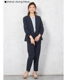 リュリュ ノーカラー ジャケット パンツ スーツ ウォッシャブル ネイビー リュリュ ノーカラー ジャケット パンツ スーツ ウォッシャブル