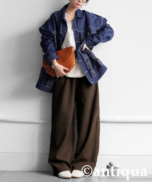 antiqua(アンティカ)の「ポンチストレートパンツ(その他パンツ・レディース・ブラウン系その他/ブラック・ONESIZE)」の10枚目の写真