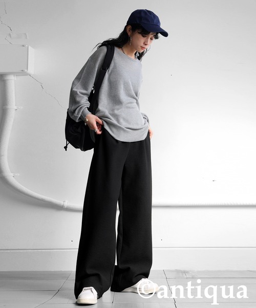 antiqua(アンティカ)の「ポンチストレートパンツ(その他パンツ・レディース・ブラウン系その他/ブラック・ONESIZE)」の3枚目の写真