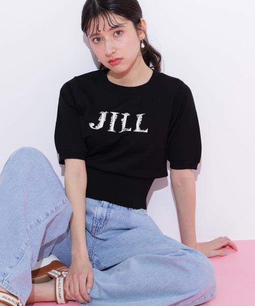 JILL by JILL STUART(ジルバイジルスチュアート)の「◇半袖ロゴジャカードビジューニット(ニット/セーター・レディース・ブルー/ブラック/ホワイト系その他/ピンク・FREE)」の3枚目の写真