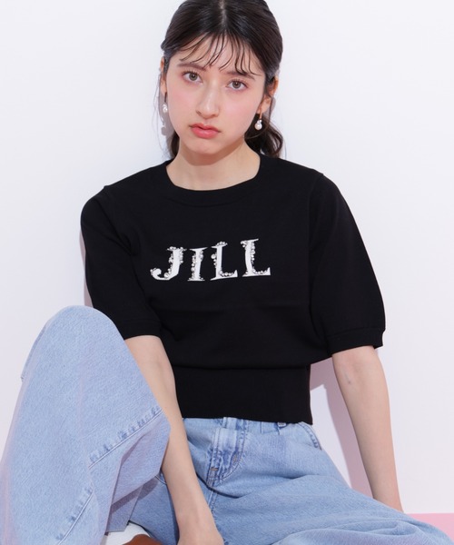 JILL by JILL STUART(ジルバイジルスチュアート)の「◇半袖ロゴジャカードビジューニット(ニット/セーター・レディース・ブルー/ブラック/ホワイト系その他/ピンク・FREE)」の6枚目の写真
