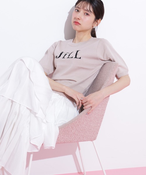 JILL by JILL STUART(ジルバイジルスチュアート)の「◇半袖ロゴジャカードビジューニット(ニット/セーター・レディース・ブルー/ブラック/ホワイト系その他/ピンク・FREE)」の9枚目の写真