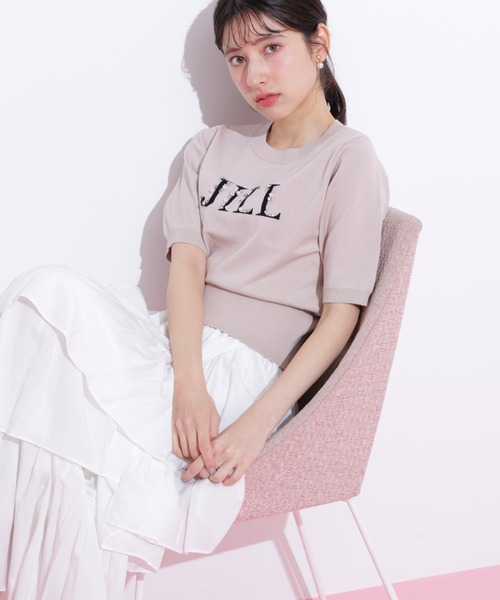 JILL by JILL STUART(ジルバイジルスチュアート)の「◇半袖ロゴジャカードビジューニット(ニット/セーター・レディース・ブルー/ブラック/ホワイト系その他/ピンク・FREE)」の11枚目の写真