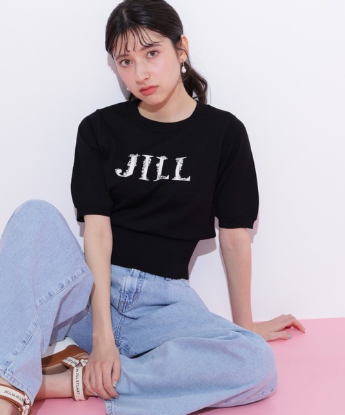 JILL by JILL STUART(ジルバイジルスチュアート)の「◇半袖ロゴジャカードビジューニット(ニット/セーター・レディース・ブルー/ブラック/ホワイト系その他/ピンク・FREE)」の5枚目の写真