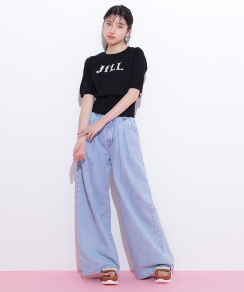 JILL by JILL STUART(ジルバイジルスチュアート)の「◇半袖ロゴジャカードビジューニット(ニット/セーター・レディース・ブルー/ブラック/ホワイト系その他/ピンク・FREE)」の7枚目の写真