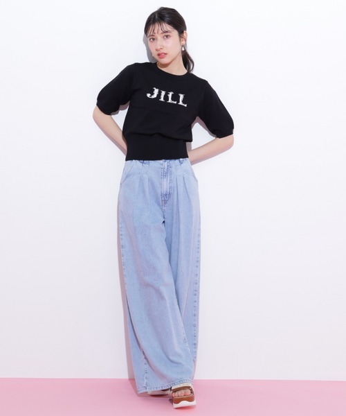 JILL by JILL STUART(ジルバイジルスチュアート)の「◇半袖ロゴジャカードビジューニット(ニット/セーター・レディース・ブルー/ブラック/ホワイト系その他/ピンク・FREE)」の8枚目の写真