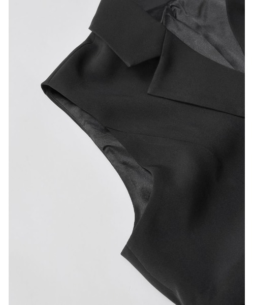 MEISM（ミズム）の「[2025SS COLLECTION][MEISM by Re:EDIT][オケージョン セレモニー]ツイルウエスト切り替えバルーンテーラードベスト（ダウンベスト・レディース・ホワイト/ブラック・MEDIUM/LARGE）」の21枚目の写真