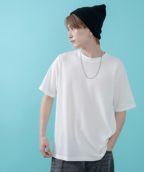SIDEWAY STANCE(サイドウェイスタンス)の「【SIDEWAY STANCE】ワッフル クルー ネック 半袖Tシャツ(Tシャツ/カットソー・メンズ・杢グレー/ホワイト/ブラック・SMALL/X-LARGE/LARGE/MEDIUM)」の4枚目の写真