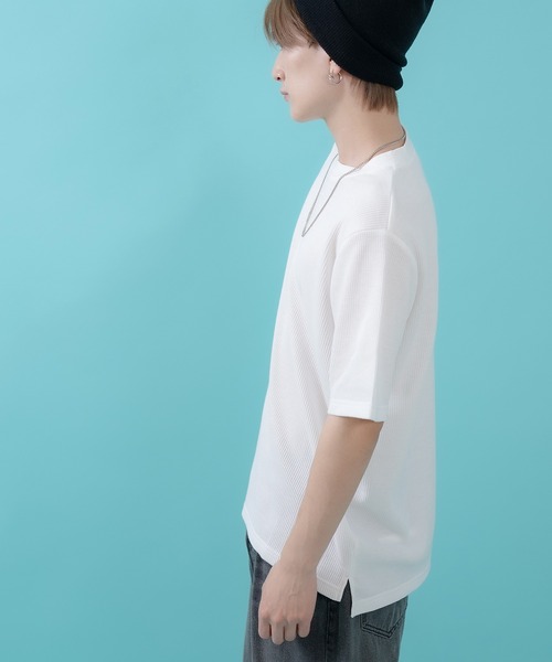 SIDEWAY STANCE(サイドウェイスタンス)の「【SIDEWAY STANCE】ワッフル クルー ネック 半袖Tシャツ(Tシャツ/カットソー・メンズ・杢グレー/ホワイト/ブラック・SMALL/X-LARGE/LARGE/MEDIUM)」の5枚目の写真