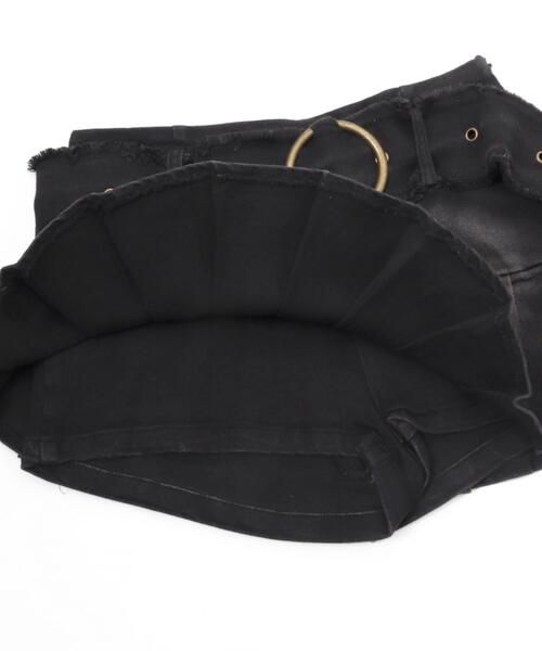 dispark（ディスパーク）の「DISPARK/フリンジベルト付きプリーツデニムミニスカート（デニムスカート・レディース・ブラック/ライトインディゴブルー・FREE）」の18枚目の写真