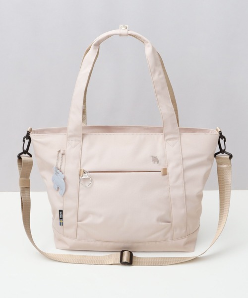 moz（モズ）の「軽量 撥水 ポリエステル 大容量 ショルダーベルト付き トートバッグ A4サイズ・PC収納・ビジネス対応（トートバッグ・レディース・ブラック/ブルー/オフホワイト・FREE）」の2枚目の写真